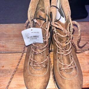 St. John's Bay Brown Lace Up Boots Rugged Leather